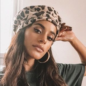 BRIXTON LEOPARD FELT BERET NWT